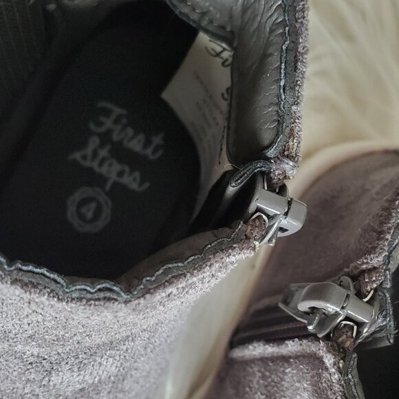 First Steps Toddler Gray High Top Suede Shoes SZ 4 - Picture 7 of 9